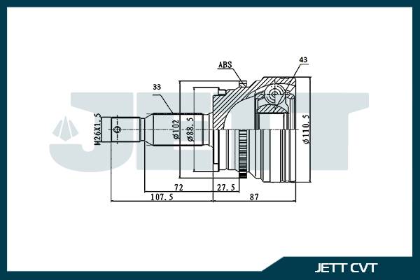 ШРУС внешний  JETT V41-2518 ABS