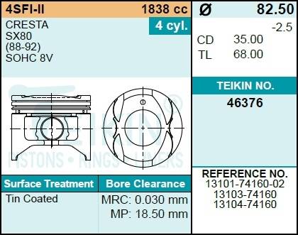 Поршень двигателя TEIKIN 46376 0.50 (4шт/упак)