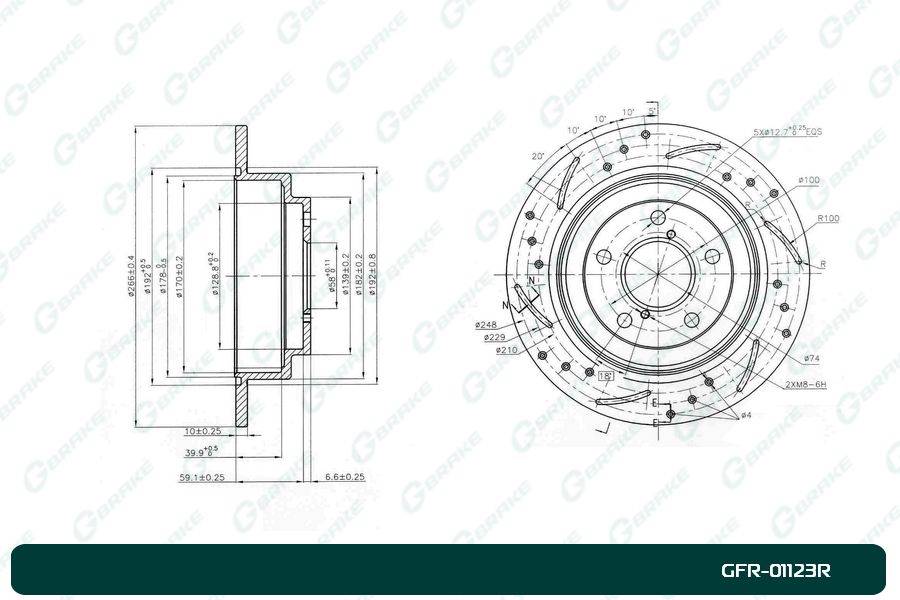 Диск тормозной перфорированный G-brake GFR-01123R правый