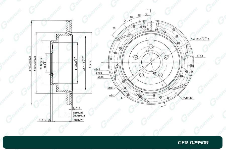 Диск тормозной перфорированный вентилируемый G-brake GFR-02950R правый