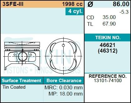 Поршень двигателя TEIKIN 46621 0.50 (4шт/упак)