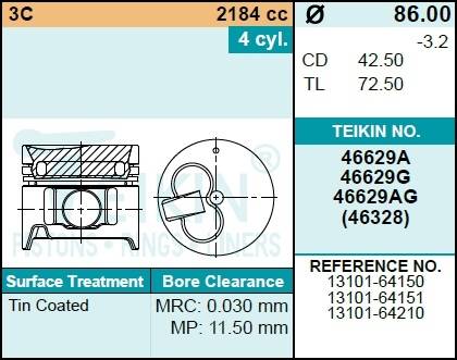 Поршень двигателя TEIKIN 46629A 0.50 (4шт/упак)