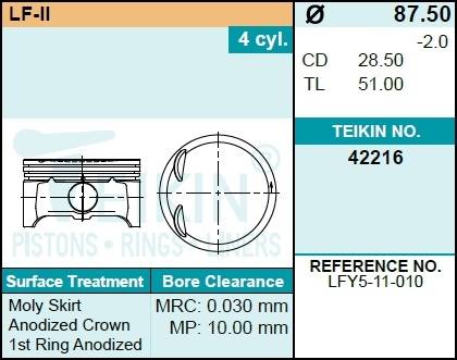 Поршень двигателя TEIKIN 42216 STD (4шт/упак)