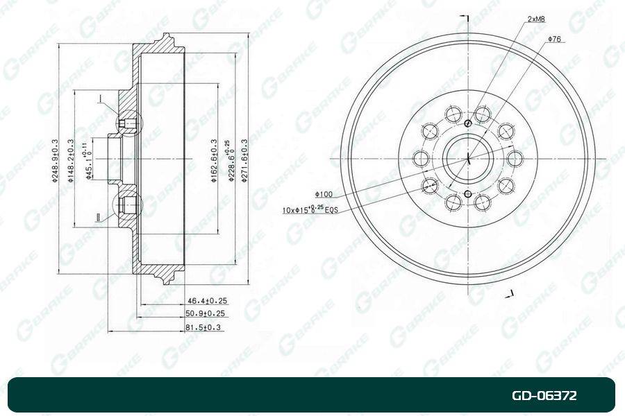 Барабан тормозной G-brake  GD-06372