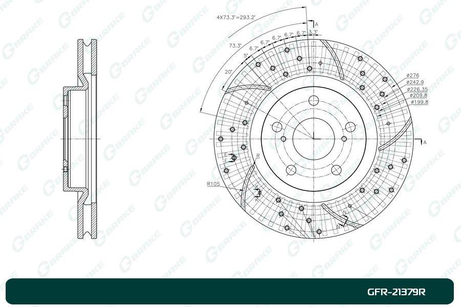 Диск тормозной перфорированный вентилируемый G-brake GFR-21379R правый