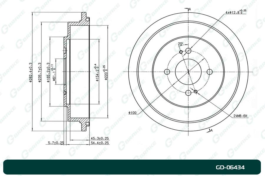 Барабан тормозной G-brake  GD-06434