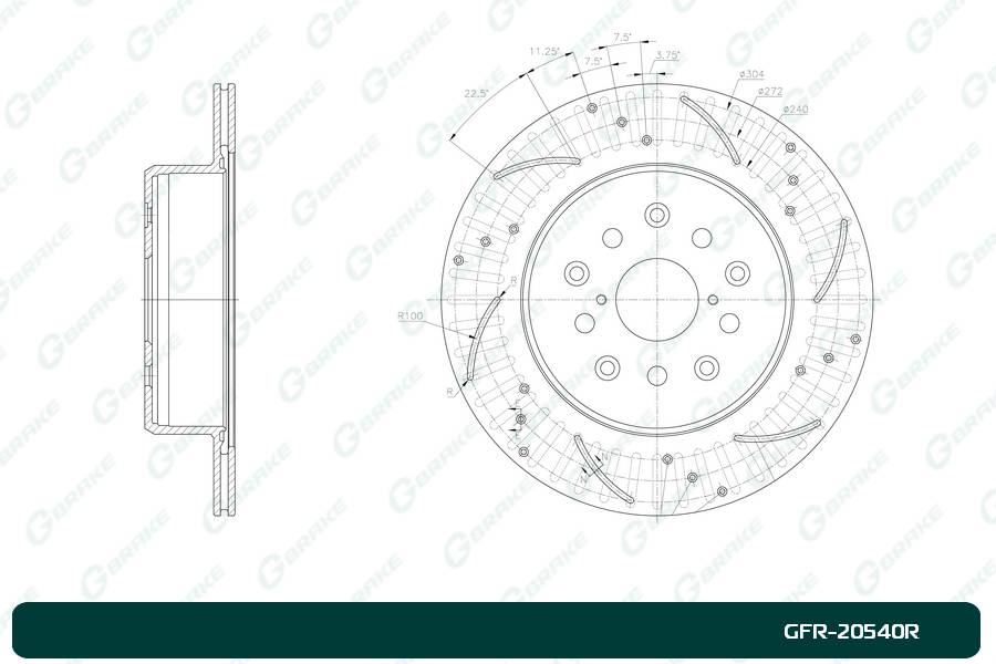 Диск тормозной перфорированный G-brake GFR-20540R правый