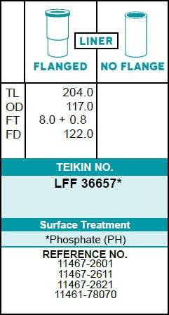 Гильза блока цилиндров TEIKIN LFF36657 (4шт/упак) хонингованная