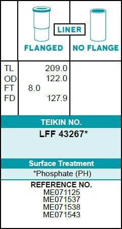 Гильза блока цилиндров TEIKIN LFF43267 (6шт/упак) хонингованная