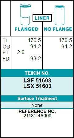 Гильза блока цилиндров TEIKIN LSF51603 (4шт/упак) не хонингованная