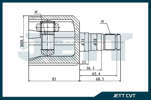 ШРУС внутренний  JETT V40-0009