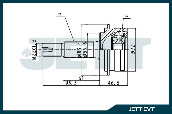 ШРУС внешний  JETT V41-9222 (19 шлицов)