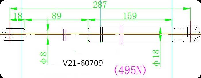 Амортизатор багажника JETT  V21-60709