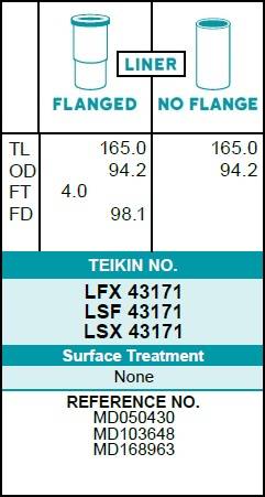 Гильза блока цилиндров TEIKIN LFX43171 (4шт/упак) хонингованная