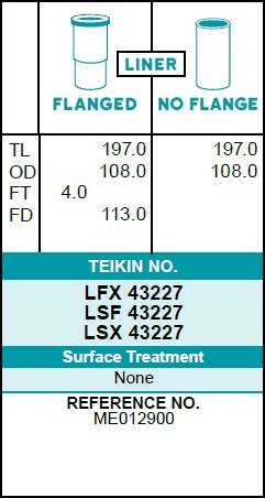 Гильза блока цилиндров TEIKIN LFX43227 (4шт/упак) хонингованная