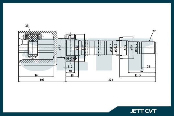 ШРУС внутренний  JETT V40-1146