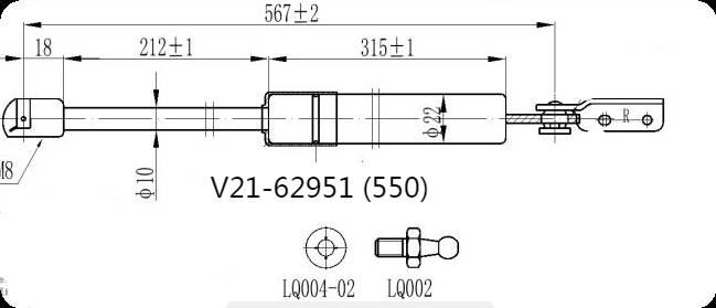 Амортизатор багажника JETT  V21-62951