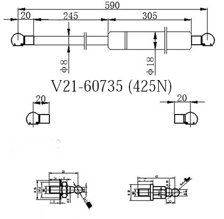 Амортизатор багажника JETT  V21-60735