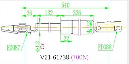 Амортизатор багажника JETT  V21-61738