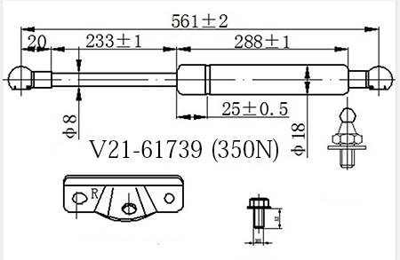 Амортизатор багажника JETT  V21-61739 правый