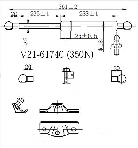 Амортизатор багажника JETT  V21-61740 левый
