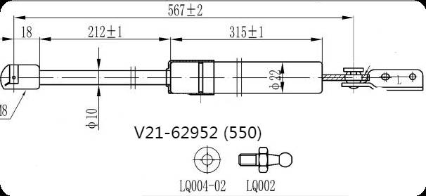 Амортизатор багажника JETT  V21-62952