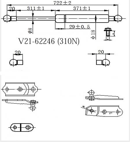 Амортизатор багажника JETT  V21-62246