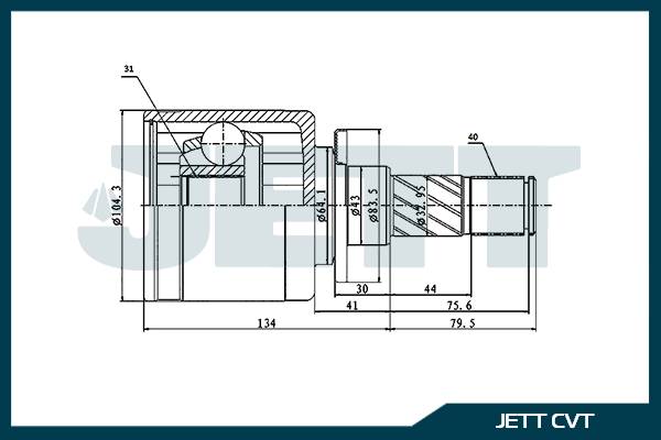 ШРУС внутренний  JETT V40-1203