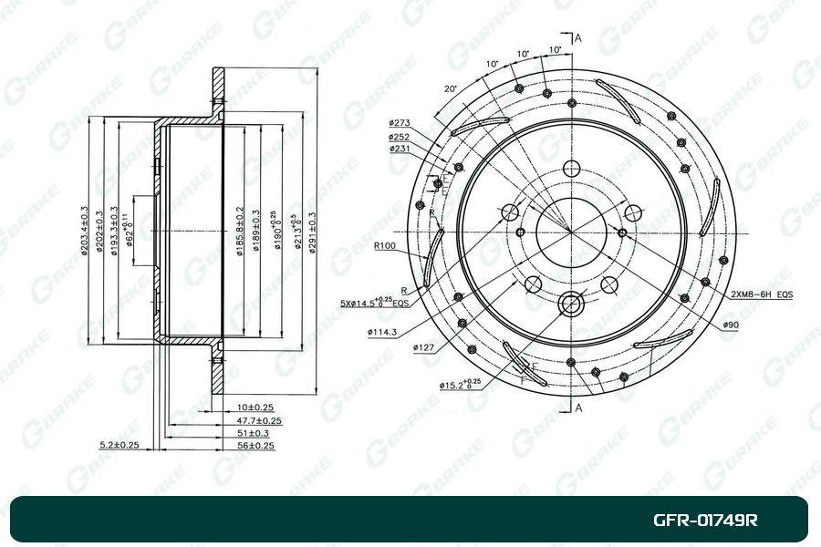 Диск тормозной перфорированный G-brake GFR-01749R правый