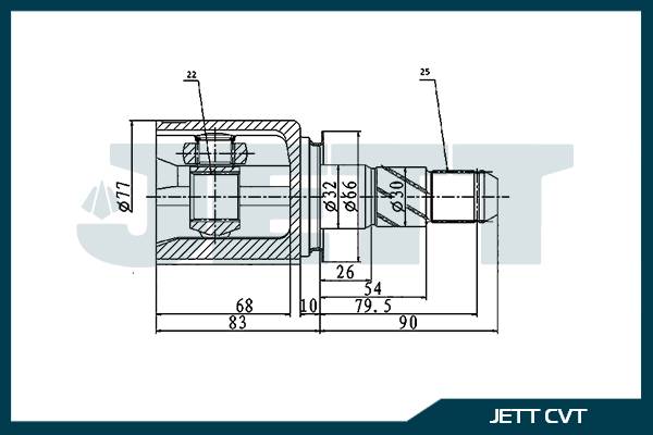 ШРУС внутренний  JETT V40-2256