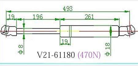 Амортизатор багажника JETT  V21-61180