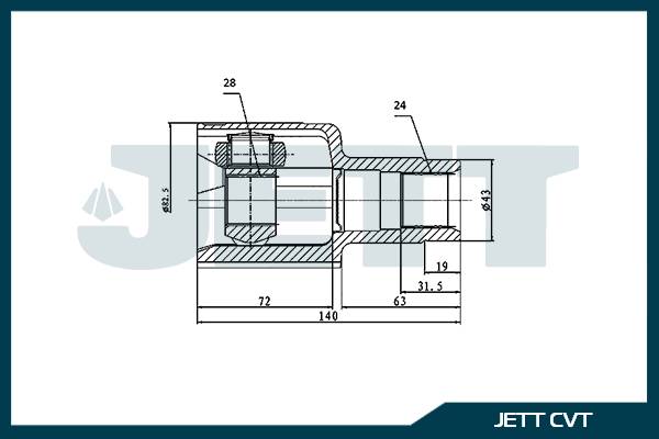 ШРУС внутренний  JETT V40-2924