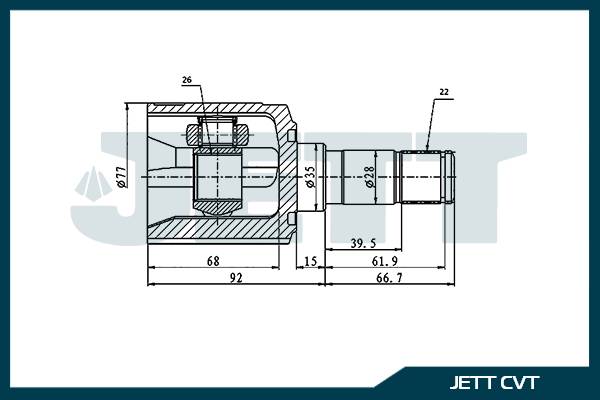 ШРУС внутренний  JETT V40-4008