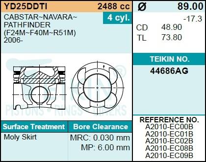 Поршень двигателя TEIKIN 44686AG 0.50 (4шт/упак)