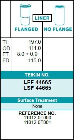 Гильза блока цилиндров TEIKIN LFF44665 (4шт/упак) хонингованная