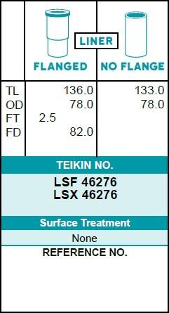 Гильза блока цилиндров TEIKIN LSX46276 (4шт/упак) не хонингованная