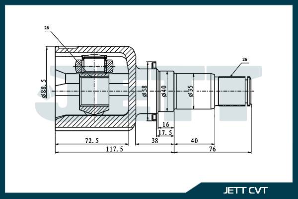 ШРУС внутренний  JETT V40-7162