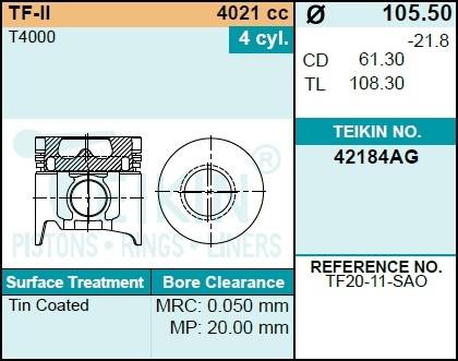 Поршень двигателя TEIKIN 42184AG STD (4шт/упак)