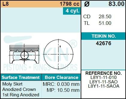 Поршень двигателя TEIKIN 42676 STD (4шт/упак)