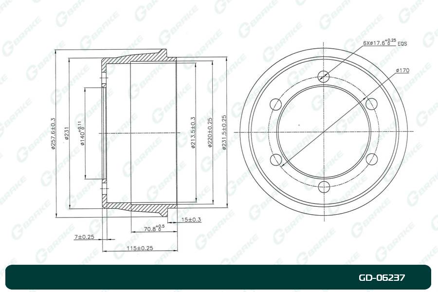 Барабан тормозной G-brake  GD-06237