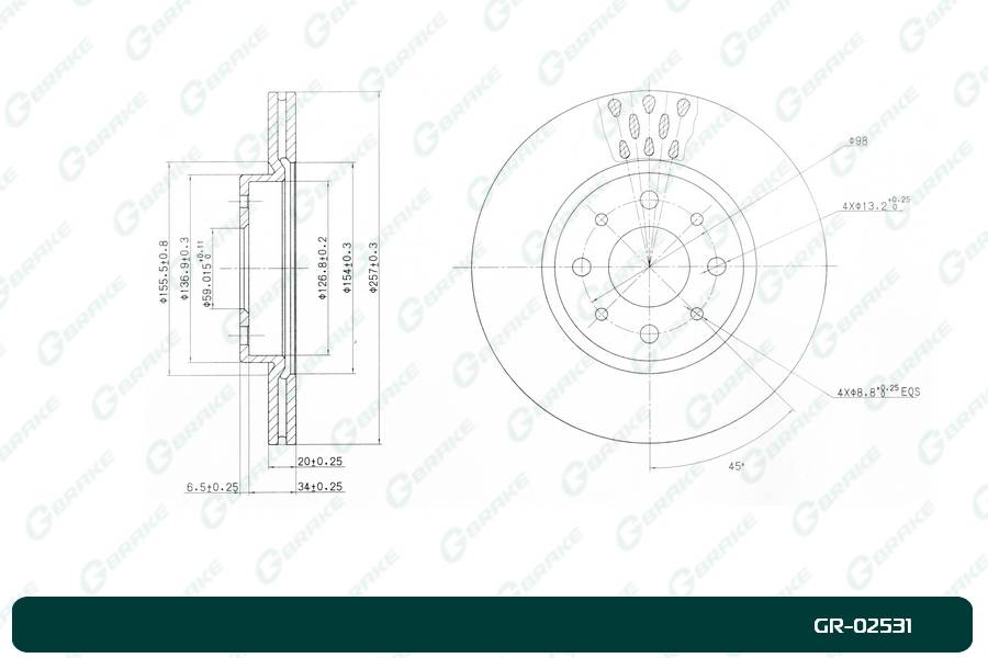 Диск тормозной вентилируемый G-brake  GR-02531