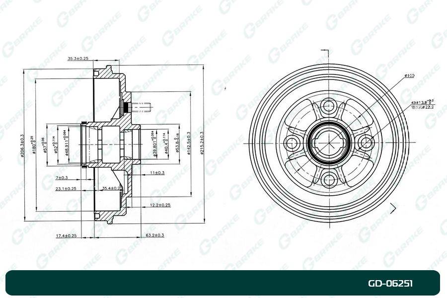 Барабан тормозной G-brake  GD-06251