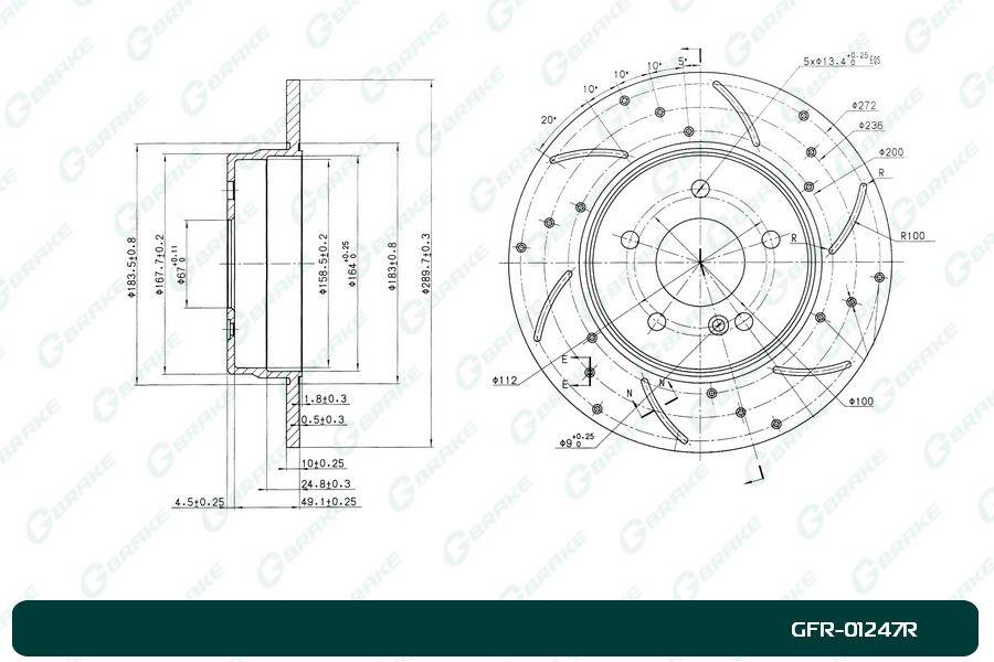 Диск тормозной перфорированный G-brake GFR-01247R правый