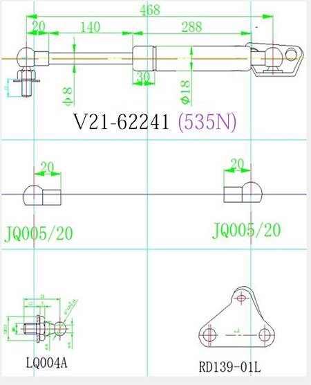 Амортизатор багажника JETT  V21-62241