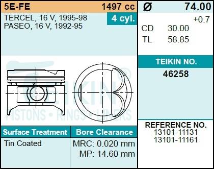 Поршень двигателя TEIKIN 46258 0.50 (4шт/упак)