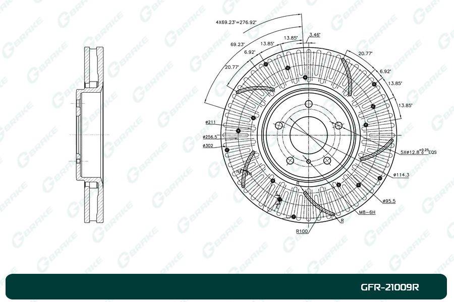 Диск тормозной перфорированный вентилируемый G-brake GFR-21009R правый