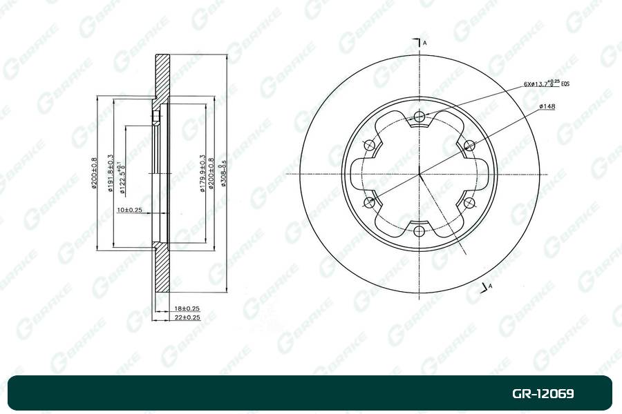 Диск тормозной G-brake  GR-12069