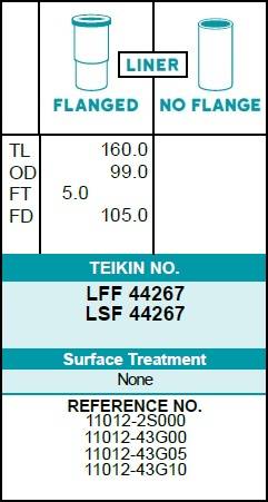 Гильза блока цилиндров TEIKIN LSF44267 (4шт/упак) не хонингованная