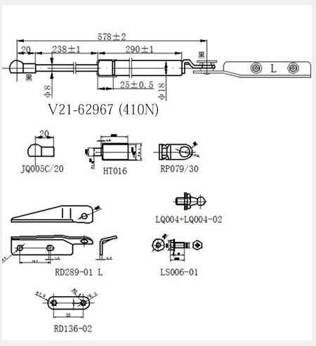 Амортизатор багажника JETT  V21-62967