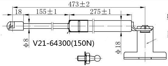 Амортизатор стекла багажника JETT  V21-64300